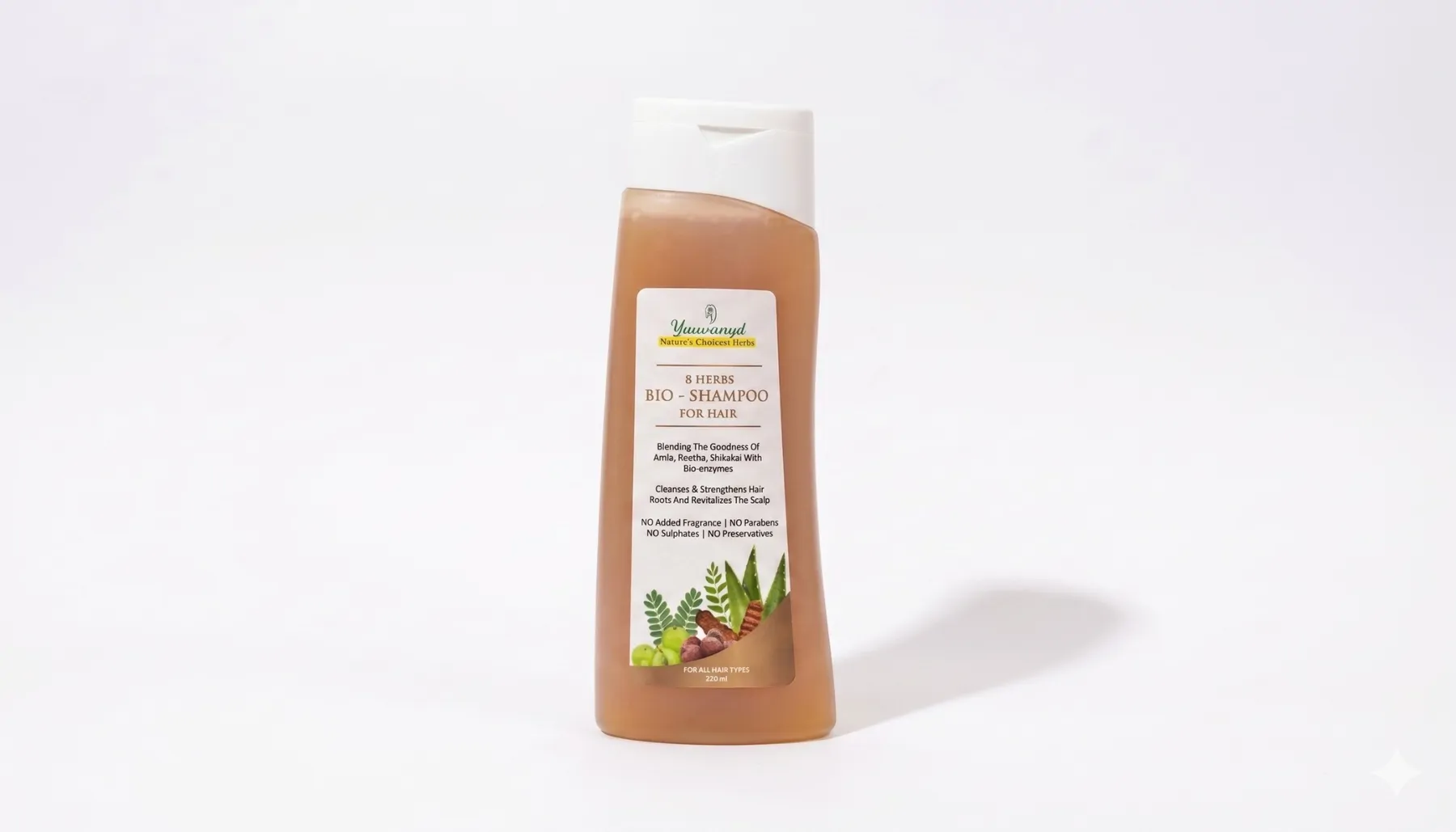 Yauvanya 8 Herbs Handmade Bio Shampoo 220ml | Amla, Reetha, Shikakai Mix