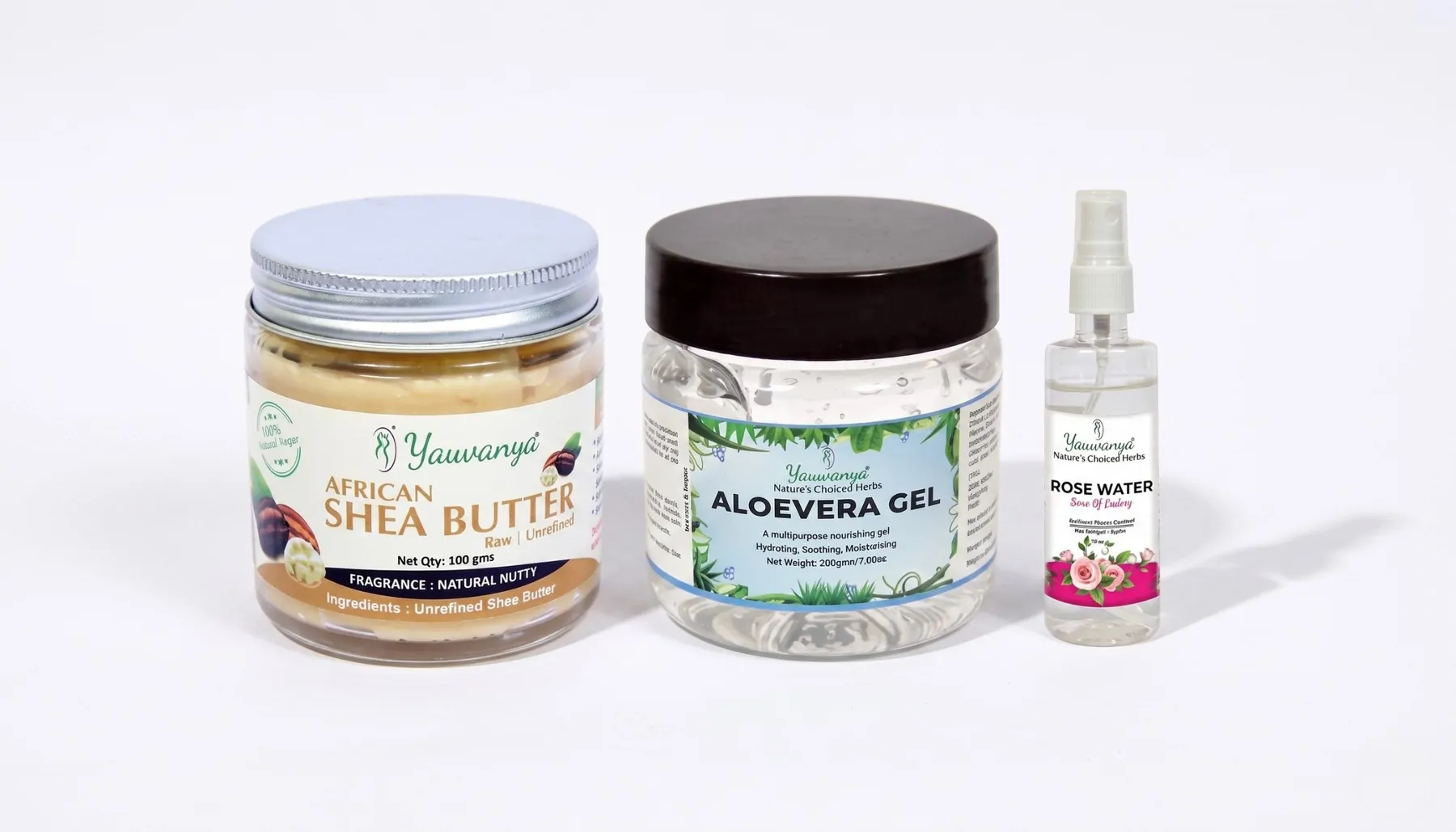 Shea Butter & Aloe Vera Gel Hydration Combo | FREE Rose Water