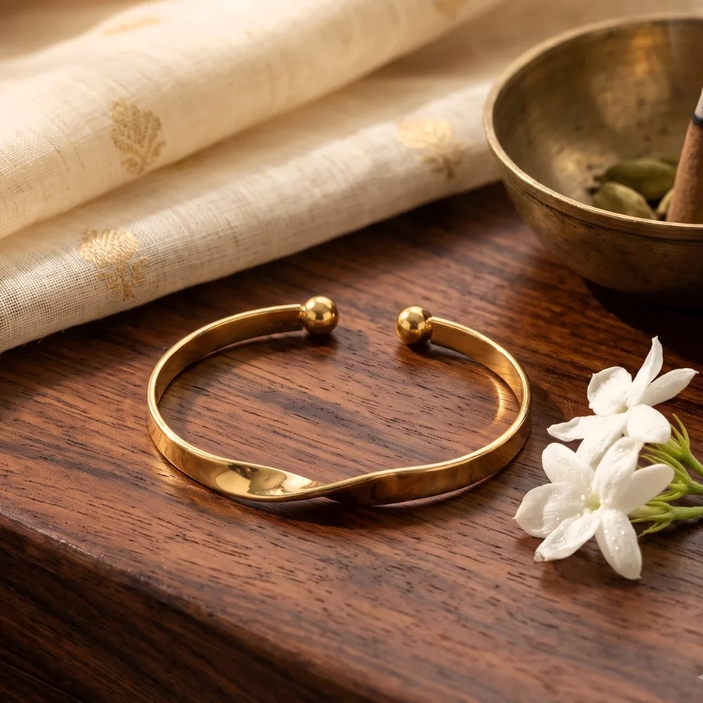 Wave Luxe Gold-Tone Open Cuff Bracelet — photo 3
