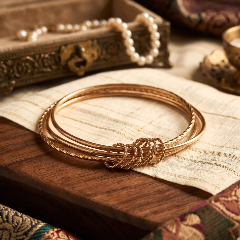 Zariya Knotline Gold-Tone Bangle Set