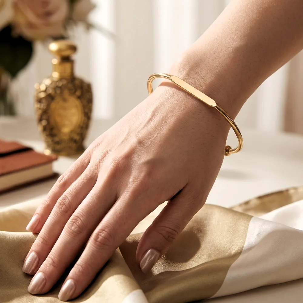 Sleek Bar Gold-Tone Open Cuff Bracelet