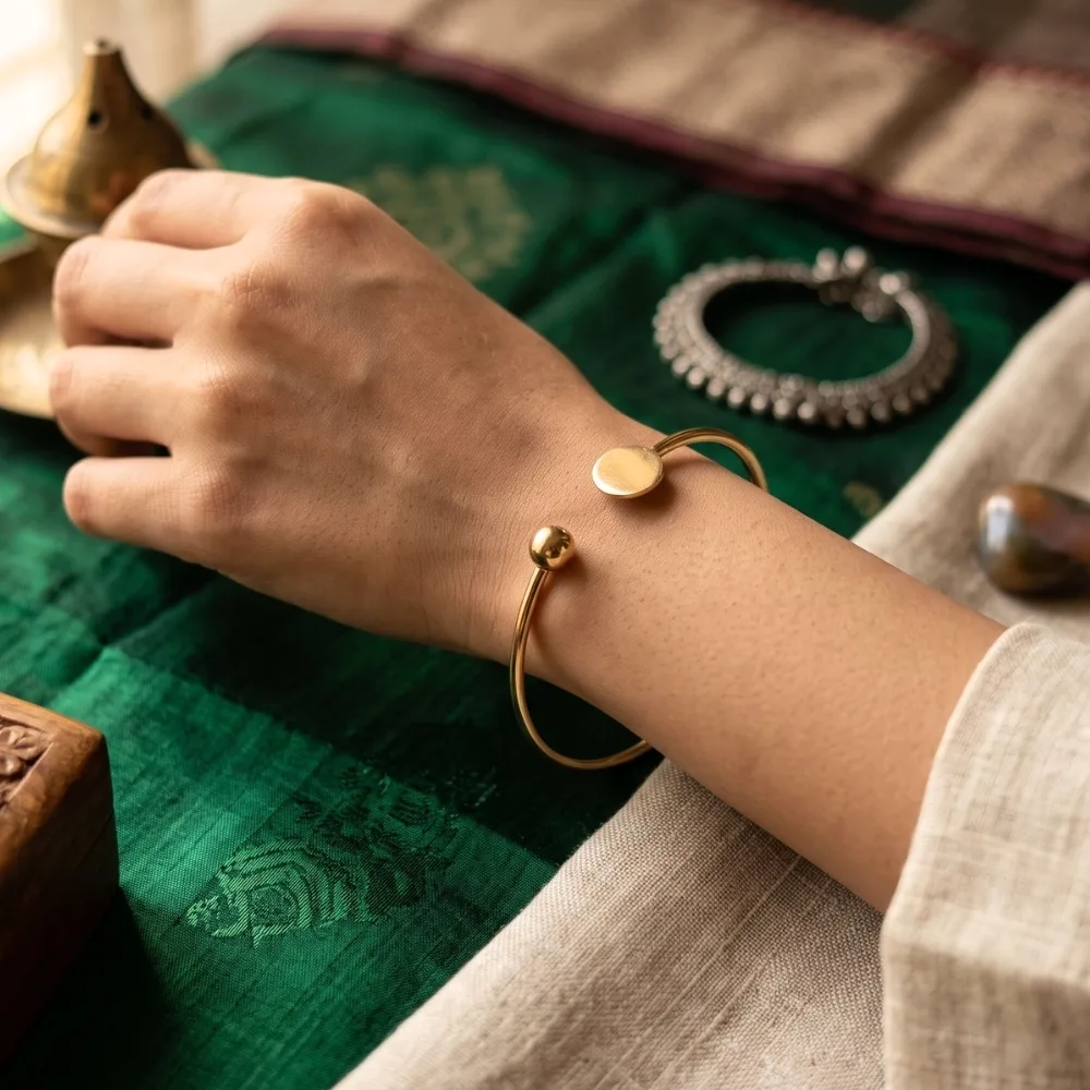 Bold Bar Gold-Tone Open Cuff Bracelet