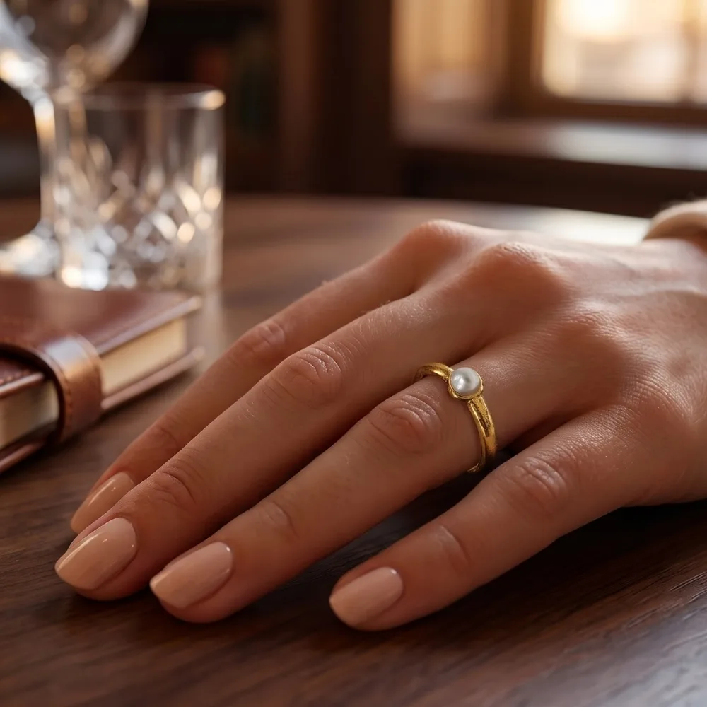 Pearl Charm Gold-Tone Ring